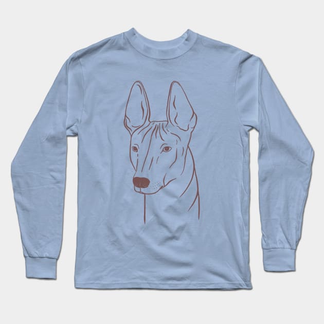 Xoloitzcuintli (Light Blue and Taupe) Long Sleeve T-Shirt by illucalliart